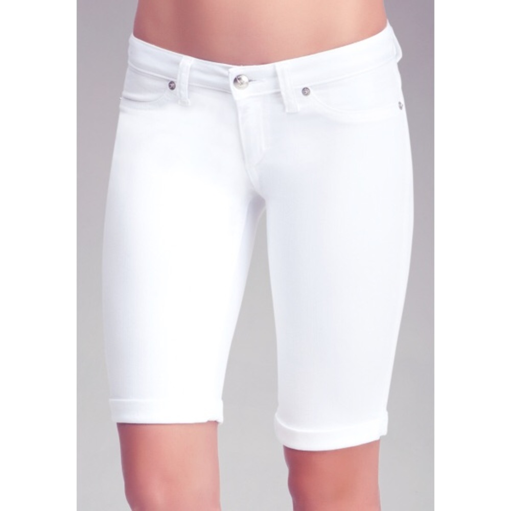 Bebe White Cuffed Bermuda Shorts